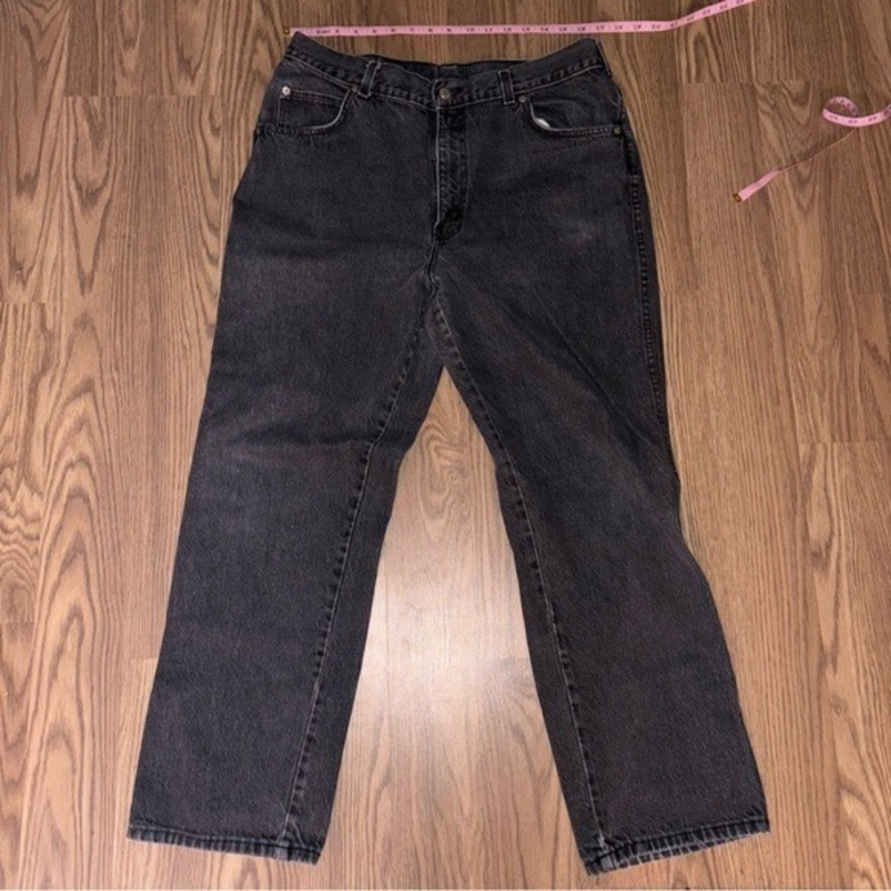 Wrangler Jeans Mens 36 Black Excellent Straight Leg Faded Denim Classic Fit